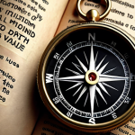 ** A compass pointing to core values as a guiding "North Star" in life, symbolizing the importance of identifying personal principles and beliefs.

**